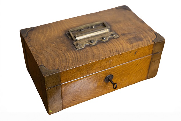 Antique Brown Brass Bank Storage Box