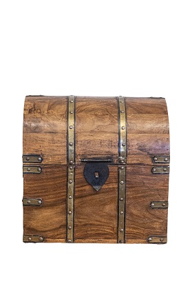 20th Century Vintage Wooden Treasure Chest Box For Bottles