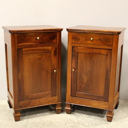 SOLD - Arriving in Future Shipment - Pair of 19th Century Italian Louis Philippe bedsides tables In solid walnut