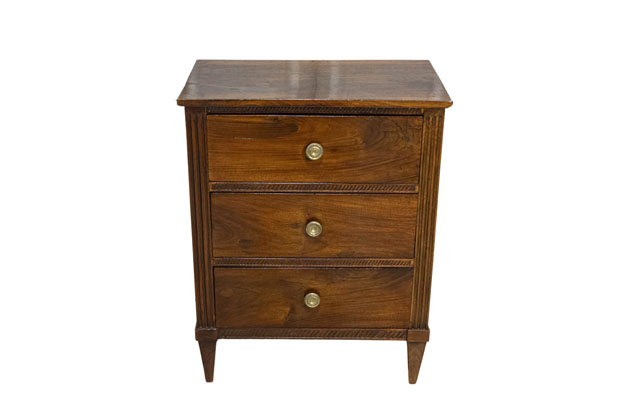 18th Century Italian Small Directoire chest of drawers-cabinet in solid walnut - LiL