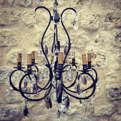 20th Century French Wrought Iron Chandelier