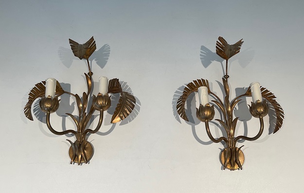 Pair of 20th Century French Sconces - Inspired By Maison Jansen