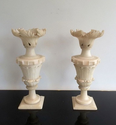 Pair of 20th Century French Alabaster Elements 