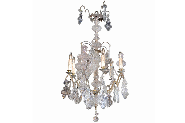 French Baroque Revival Six-Light Crystal Chandelier from a Church, circa 1860
