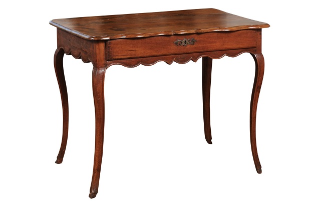 French Louis XV Late 18th Century Cherry Table with Drawer from the Rhône Valley