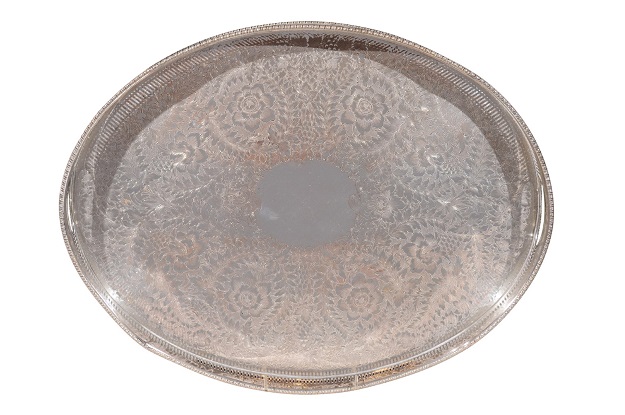 English Silver Plated Tray, Circa 1900  