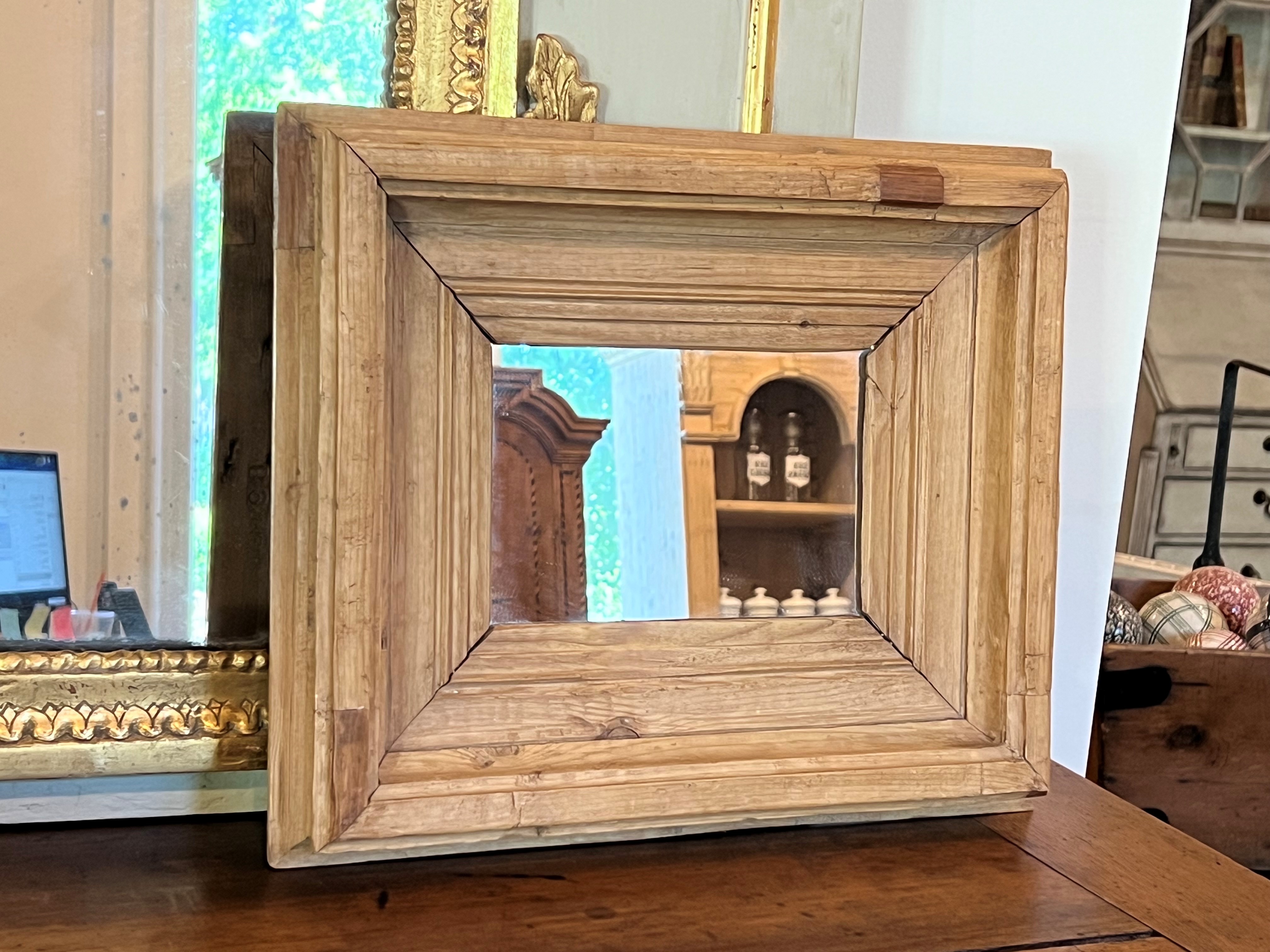 Antique English Pine Small Mirror
