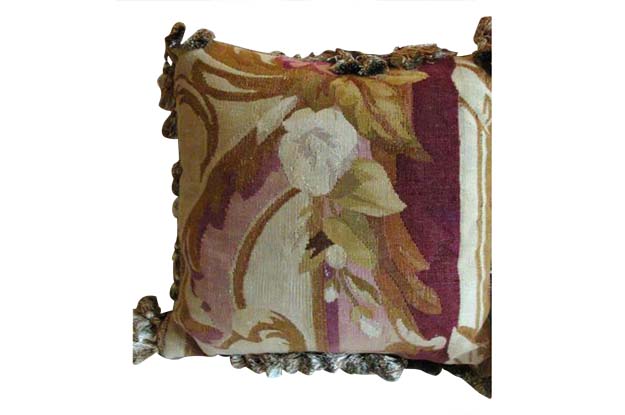 French 19th Century Aubusson Tapestry Pillow 