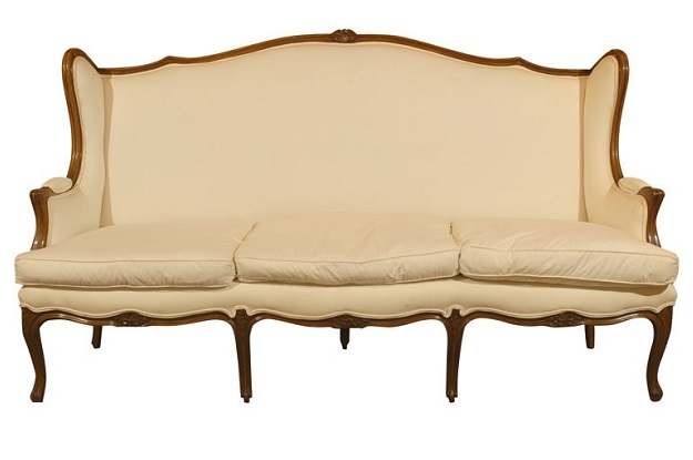 French, 19th Century Louis XV Style Wooden Three-Seat Canapé à Oreilles