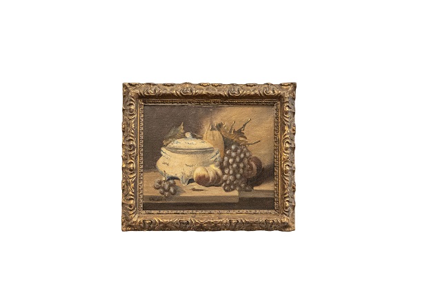 French 19th Century Framed and Signed Oil on Canvas Still-Life Painting