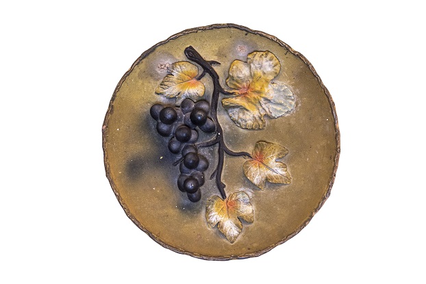 Australian Terracotta Grape and Leaves Plate c.1890.