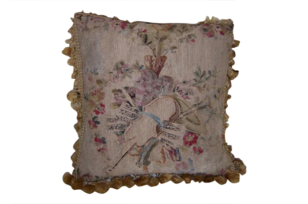 Early 19th Century French Aubusson Pillows- Silk and Angora