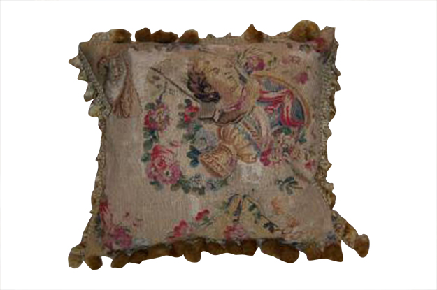 Early 19th Century French Aubusson Pillows, silk and angora