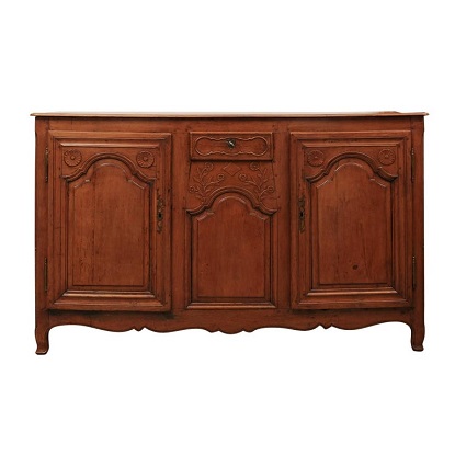 French Louis XV Style Carved Cherry Enfilade from Picardie from the 1790s
