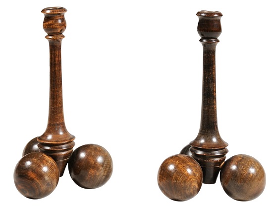Pair of English Victorian Period Late 19th Century Sphere Bases Candlesticks