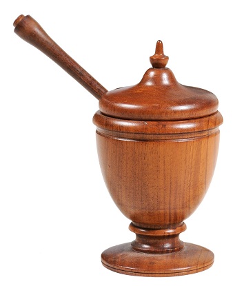 English Victorian Period 19th Century Turned Wood Spice Holder with Mixing Tool