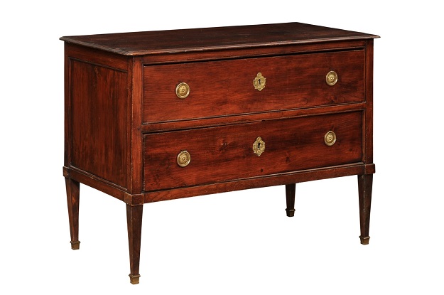 French Louis XVI 1790s Two-Drawer Sauteuse Commode with Tapered Legs