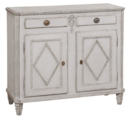 Swedish Late Gustavian 1830s Painted Sideboard with Two Drawers over Two Doors