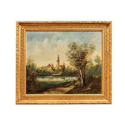 French 19th Century Framed Countryside Landscape by G. Gallet