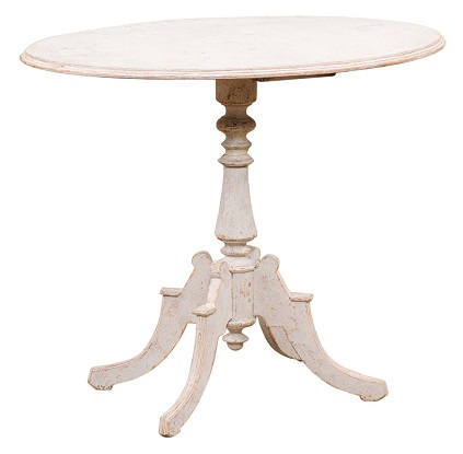 ON HOLD - Swedish 1880s Painted Wood Guéridon Table with Oval Top and Pedestal Base - LiL