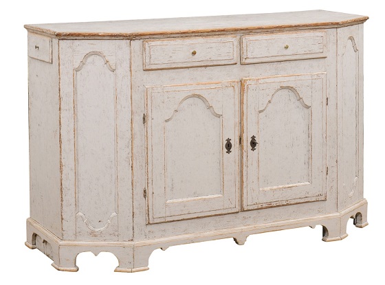 Swedish Rococo Period 18th Century Buffet from Värmland with Canted Side Posts