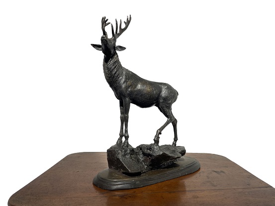 French 20th Century Bronze Statue of a Deer Circa 1920