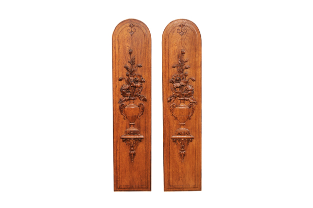 French 19th Century Pair of Carved Oak Panels