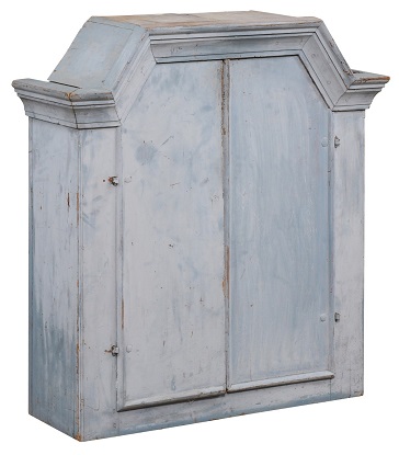 Swedish Rococo Style 19th Century Grey Painted Wall Cabinet with Distressing -- LiL