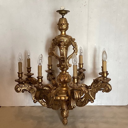 Arriving in Future Shipment - French 20th Century Gilt Wood Chandelier