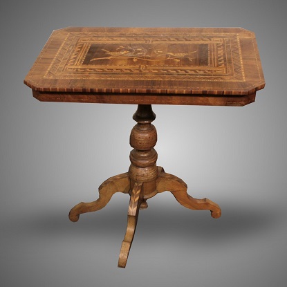 Arriving in Future Shipment - Italian 19th Century Marquetry Pedestal Table