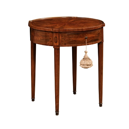 Italian Neoclassical Style 19th Century Marquetry Center Table with Drawer