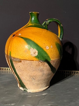 SOLD - Arriving in Future Shipment - French 19th Century Glazed Terracotta Jug