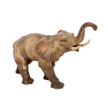 French 19th Century Terracotta Sculpture Depicting a Walking Asian Elephant