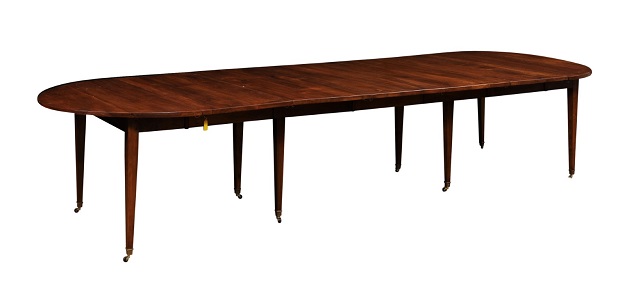 ON HOLD - French 19th Century Walnut Dining Table with Five Leaves Circa 1890