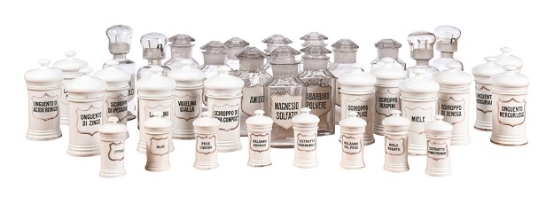 Italian 20th Century Set of 36 Pharmacy Jars