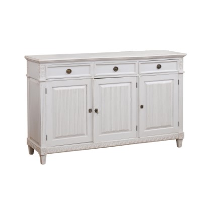 Swedish 1900s Gustavian Style Painted Sideboard with Three Drawers over Doors