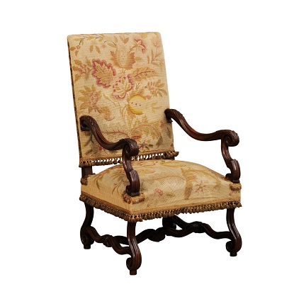 French 19th Century Walnut Louis XIV Style Armchair