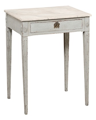 Swedish Late Gustavian 1820s Painted Wood Console Table with Single Drawer