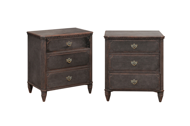 19th Century Swedish Pair of Gustavian Style Bedside Chests 