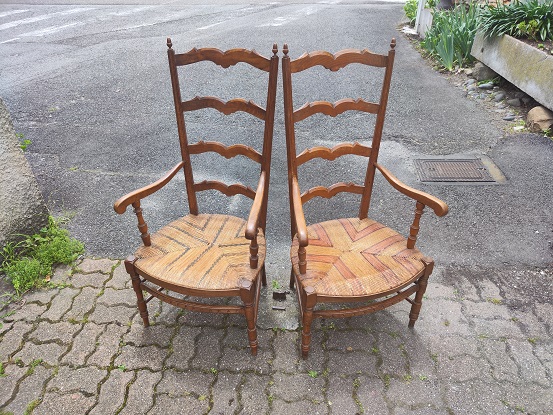 Arriving in Future Shipment - Pair of 19th Century French Straw Chairs Circa 1890