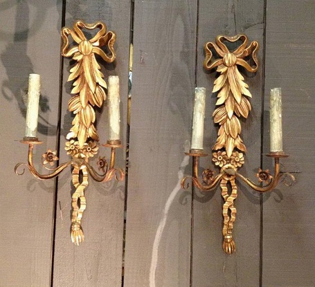 Arriving in Future Shipment - Pair of 20th Century French Gild Wood Sconces