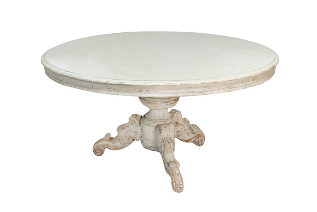 20th Century Swedish Round Pedestal Table DLW