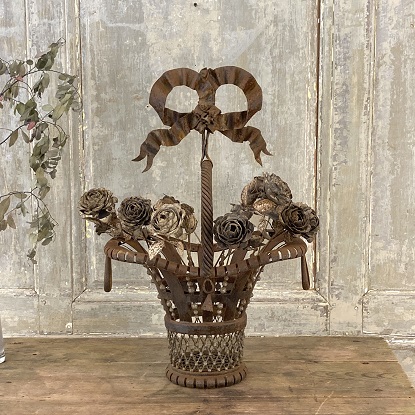 Arriving in Future Shipment - 19th Century French Wrought Iron Rose Basket