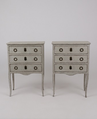 Swedish 20th Century Pair of Painted Night Stands