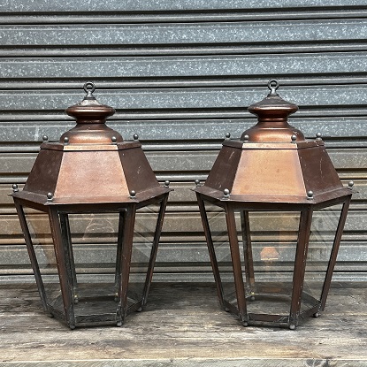 Arriving in Future Shipment - French 20th Century Pair of Hexagonal Lanterns
