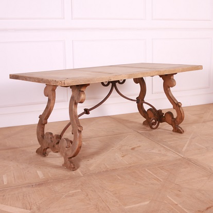 Arriving in Future Shipment - Spanish 20th Century Bleached Oak Fratino Table Circa 1900