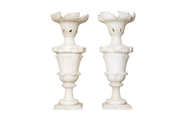 Pair of 20th Century French Alabaster Elements 