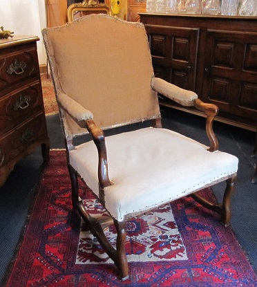 SOLD 17th Century French Louis XIII Mutton Leg Arm Chair DLW
