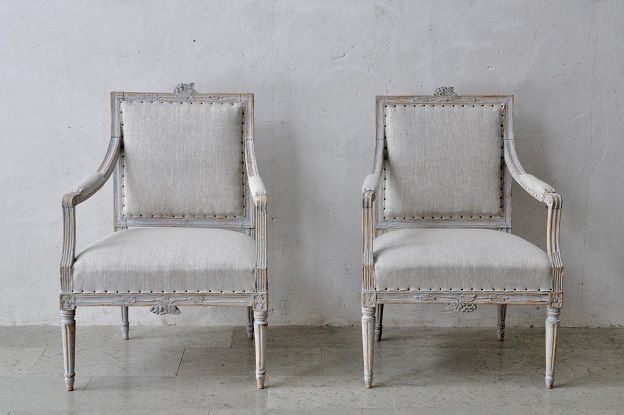 Arriving in Future Shipment - Pair of 18th Century Swedish Arm Chairs Chairs Circa 1790