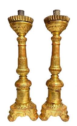 Arriving in Future Shipment - Pair of Mid 19th Century Italian Louis Philippe Candlesticks